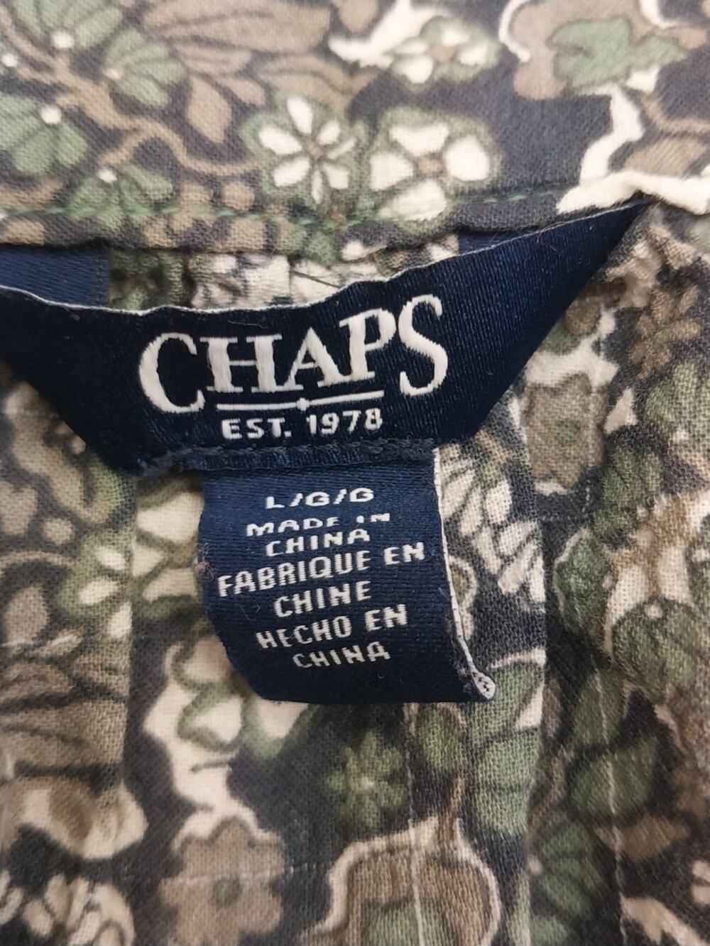 CHAPS FLORAL PRINT PEASANT TOP BLOUSE SIZE L - Picture 7 of 7